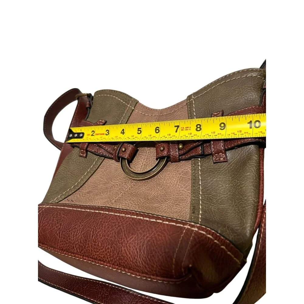 B.O.C Womens Two-Tone Faux Leather Crossbody Bag Purse With Adjustable Strap - Picture 11 of 13